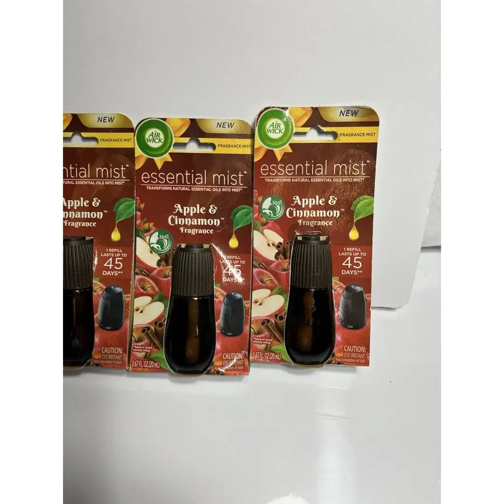 New Air Wick Essential Mist Warm Apple & Cinnamon Oil Diffuser Refill Lot Of 5